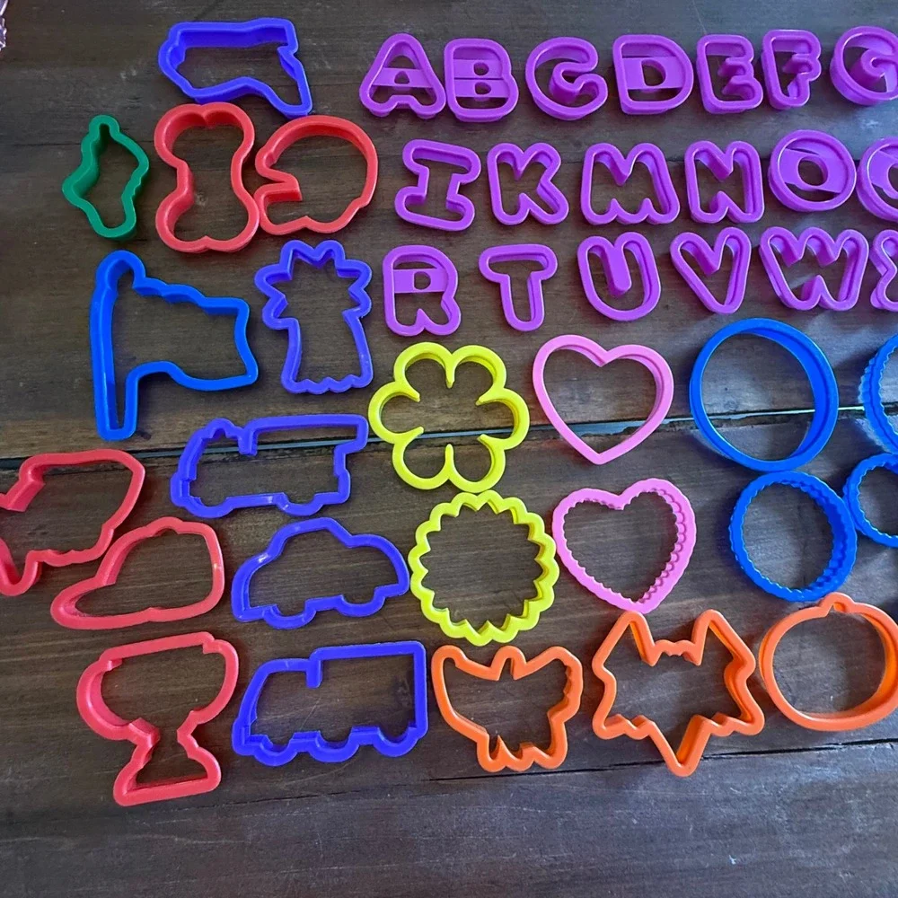 Cookie Cutters Lot of 53 Alphabet Shapes Holiday‎ Baking Supplies Plastic Crafts